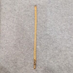Vintage DM Gold Tone Textured Heart Link Bracelet Designer Costume Jewelry